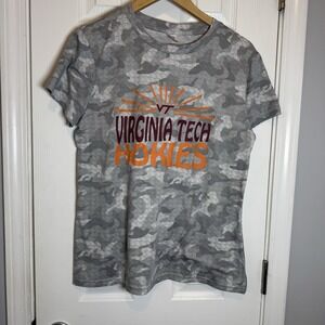 Virginia Tech Hokies T-Shirt‎ Women's Large Gray Camo Pattern Sideline Apparel